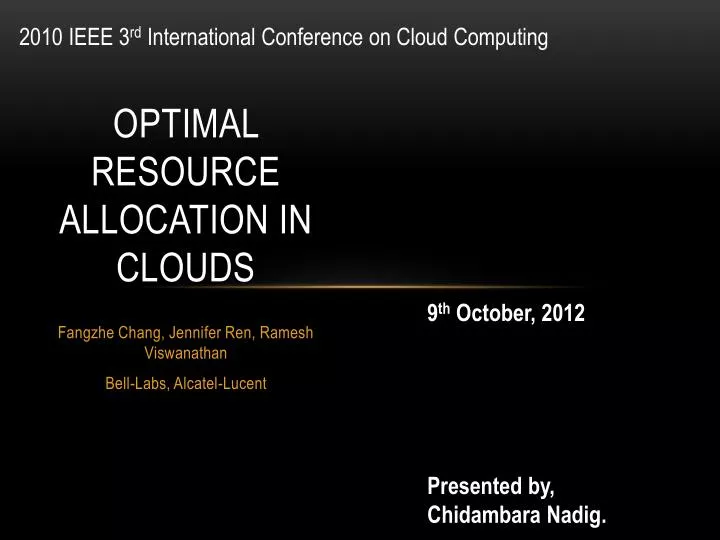 optimal resource allocation in clouds