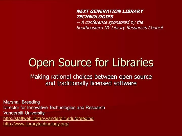 open source for libraries