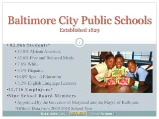 Baltimore City Public Schools Established 1829