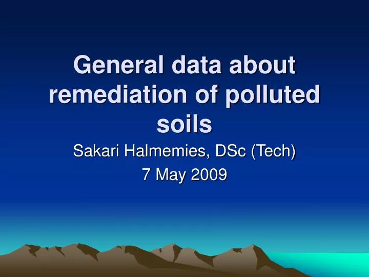 general data about remediation of polluted soils