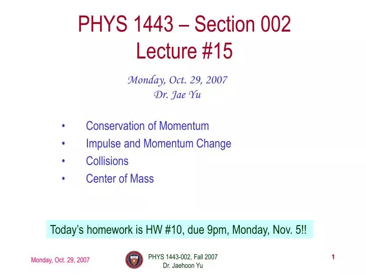 phys 1443 section 002 lecture 15