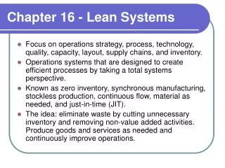 Chapter 16 - Lean Systems
