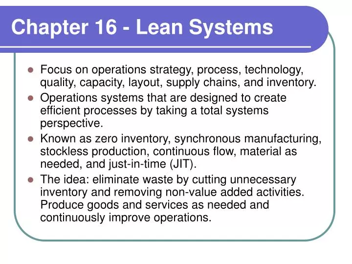 chapter 16 lean systems