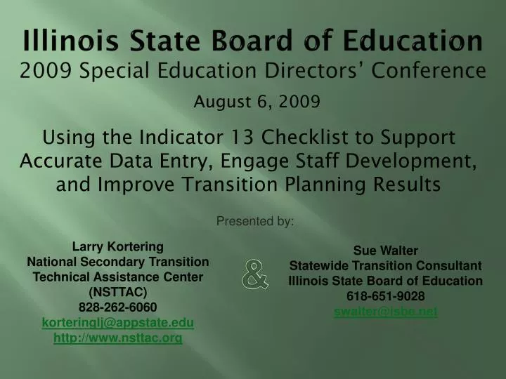 illinois state board of education 2009 special education directors conference