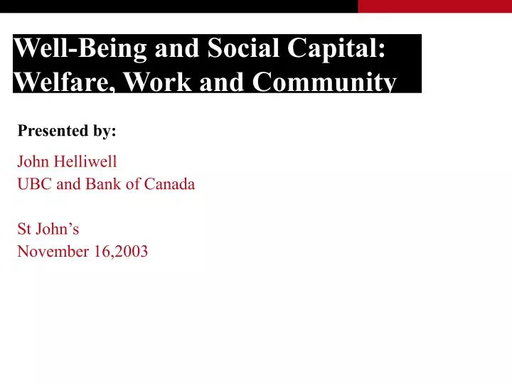 well being and social capital welfare work and community