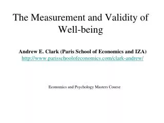 The Measurement and Validity of Well-being