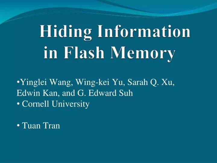 hiding information in flash memory