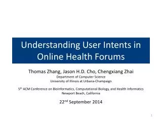 Understanding User Intents in Online Health Forums