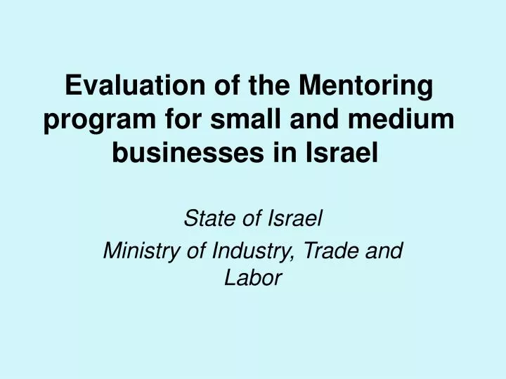 evaluation of the mentoring program for small and medium businesses in israel