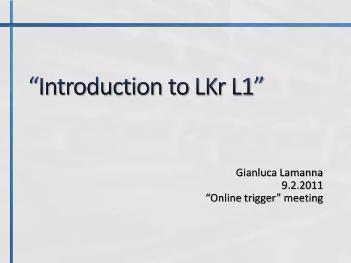 introduction to lkr l1