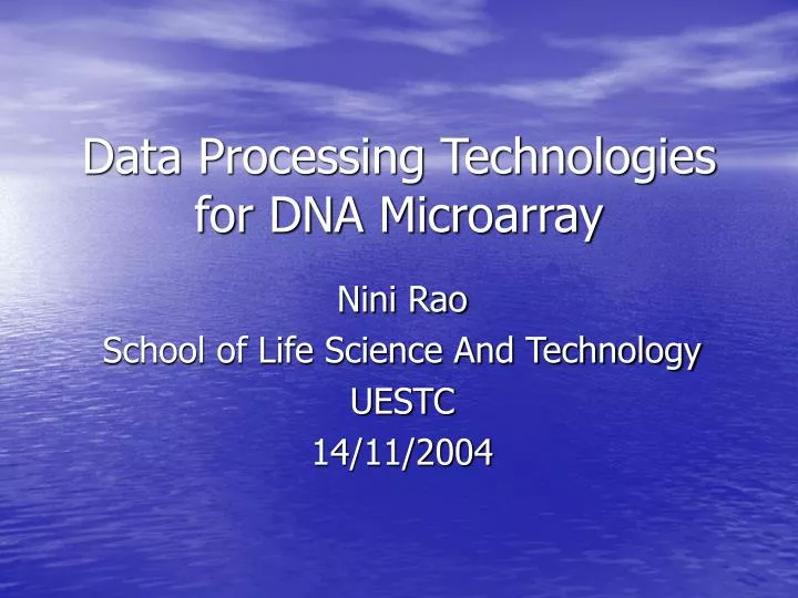 data processing technologies for dna micr oarray