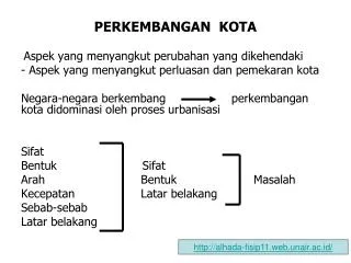 perkembangan kota