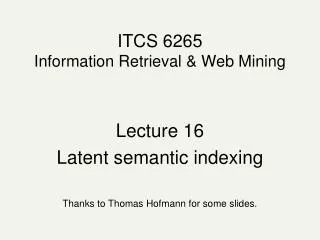 ITCS 6265 Information Retrieval &amp; Web Mining