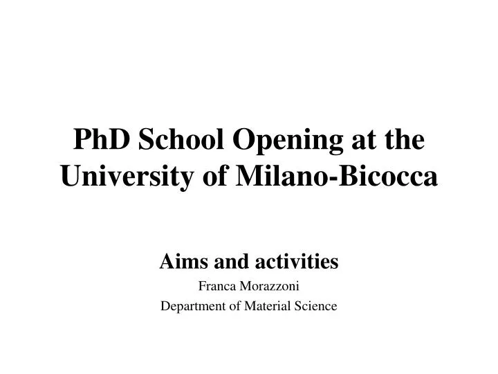 phd school opening at the university of milano bicocca