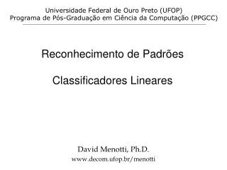 reconhecimento de padr es classificadores lineares