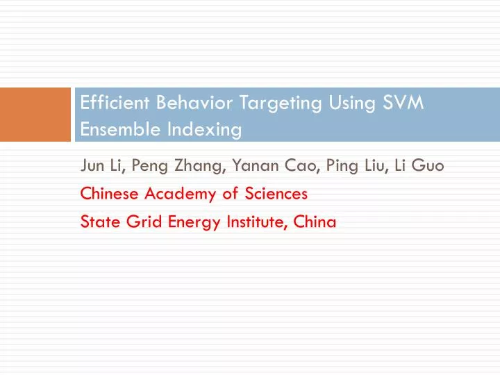 efficient behavior targeting using svm ensemble indexing