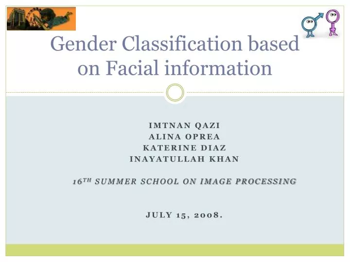 gender classification based on facial information