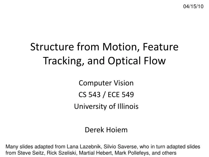structure from motion feature tracking and optical flow