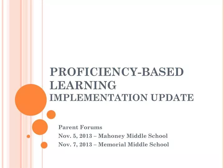 proficiency based learning implementation update