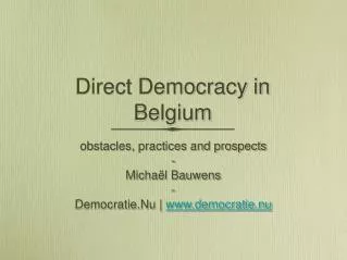 Direct Democracy in Belgium