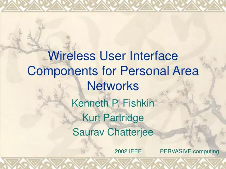 wireless user interface components for personal area networks