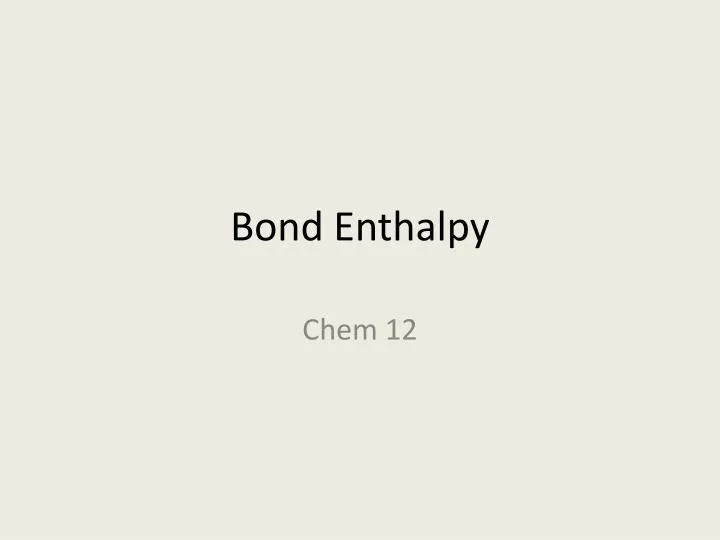 bond enthalpy