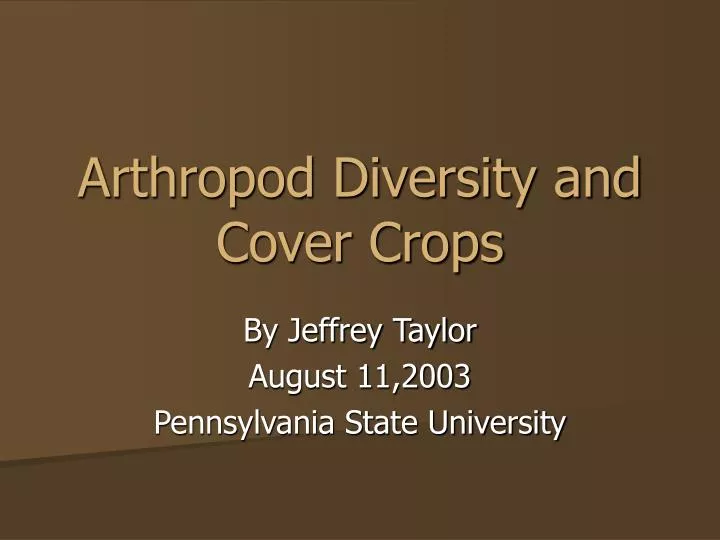 arthropod diversity and cover crops