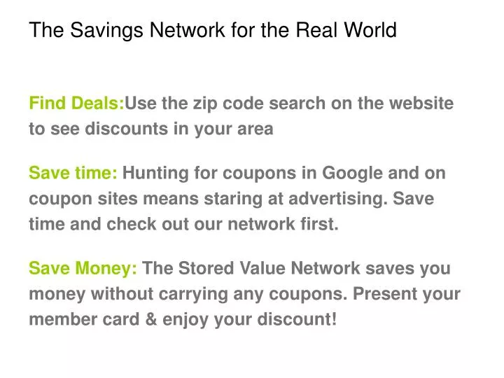 the savings network for the real world