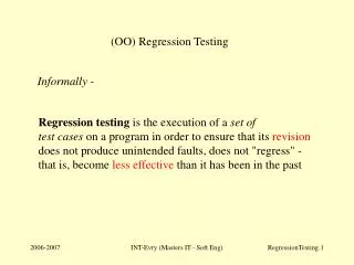 (OO) Regression Testing