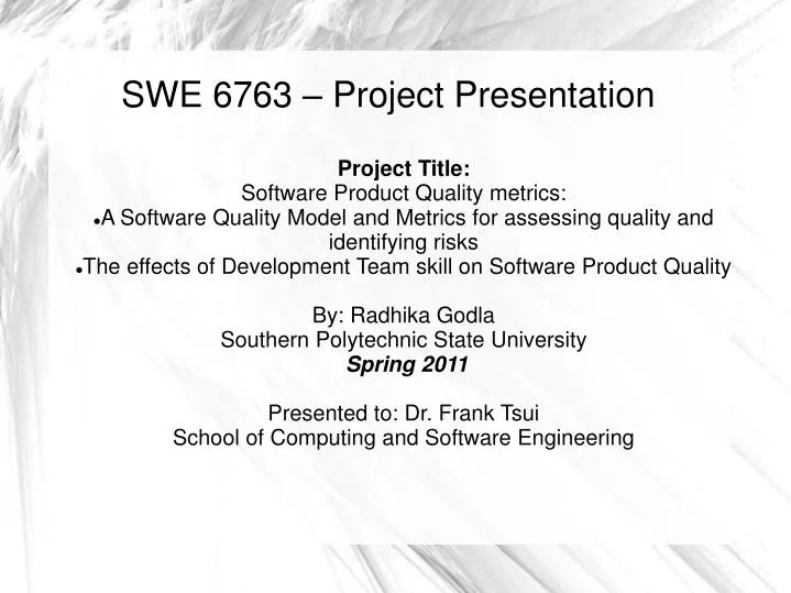 swe 6763 project presentation