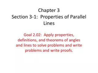Chapter 3 Section 3-1: Properties of Parallel Lines
