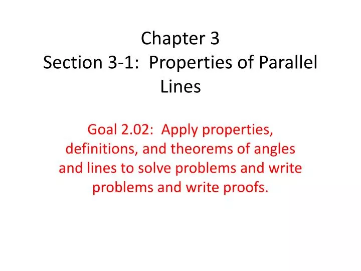 chapter 3 section 3 1 properties of parallel lines