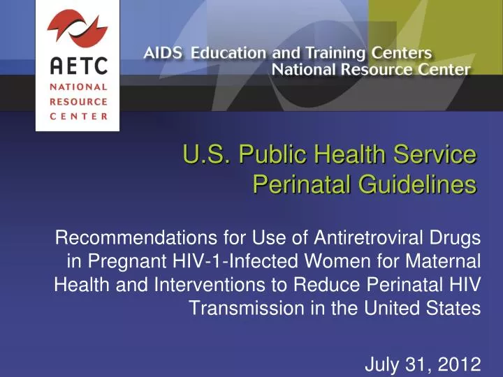u s public health service perinatal guidelines