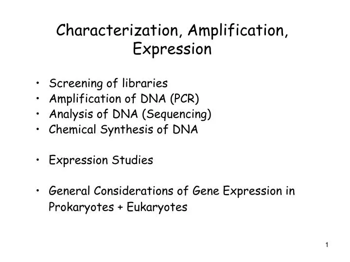 characterization amplification expression