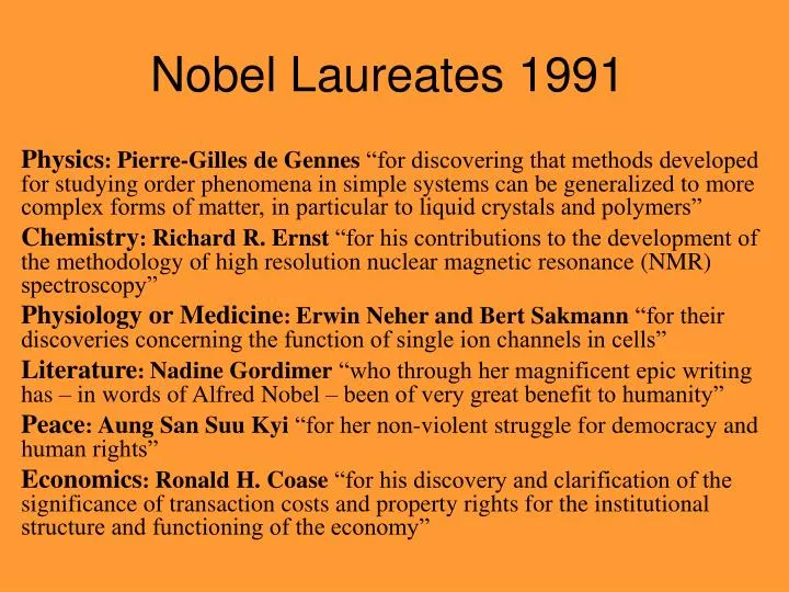 nobel laureates 1991