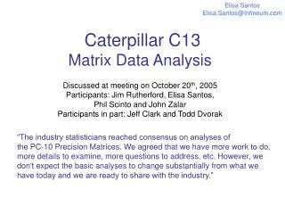 Caterpillar C13 Matrix Data Analysis