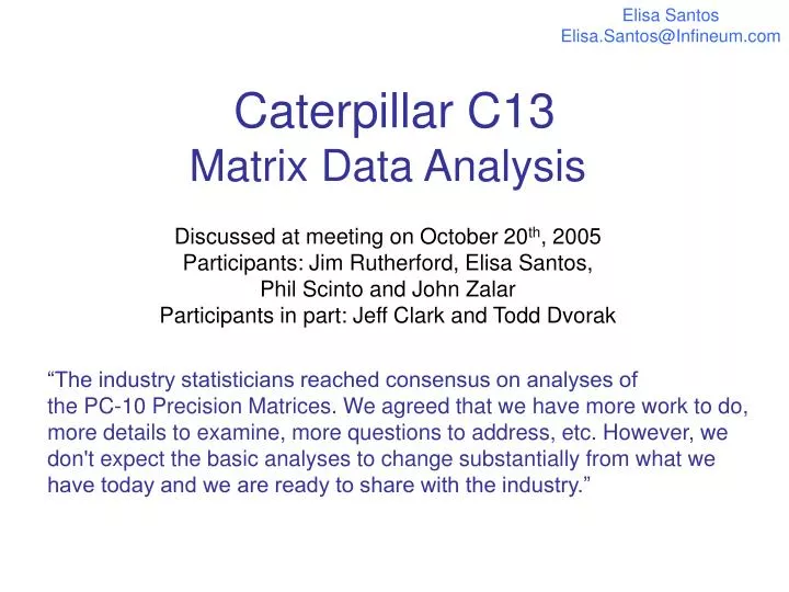 caterpillar c13 matrix data analysis