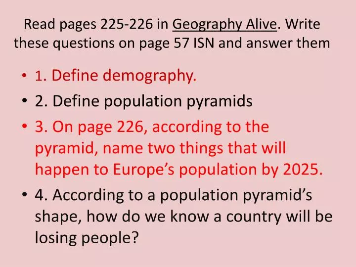 read pages 225 226 in geography alive write these questions on page 57 isn and answer them