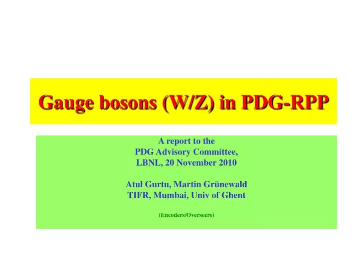 gauge bosons w z in pdg rpp