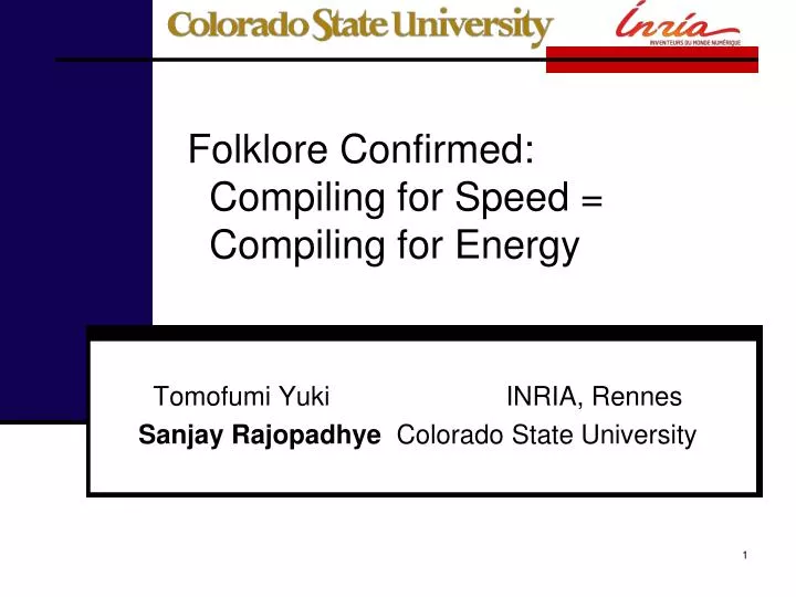 folklore confirmed compiling for speed compiling for energy