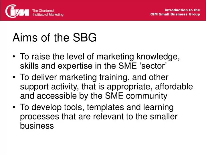 aims of the sbg