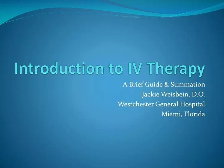 introduction to iv therapy