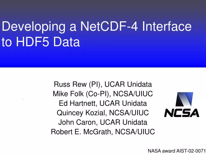 developing a netcdf 4 interface to hdf5 data