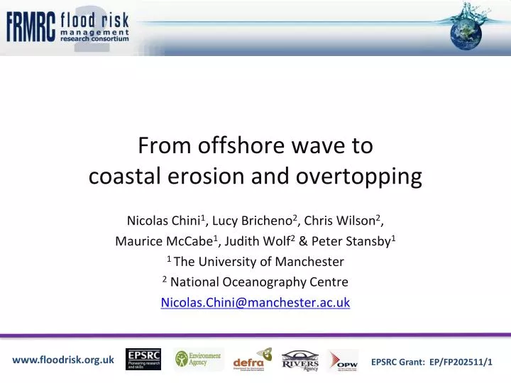 from offshore wave to coastal erosion and overtopping