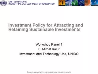 Investment Policy for Attracting and Retaining Sustainable Investments