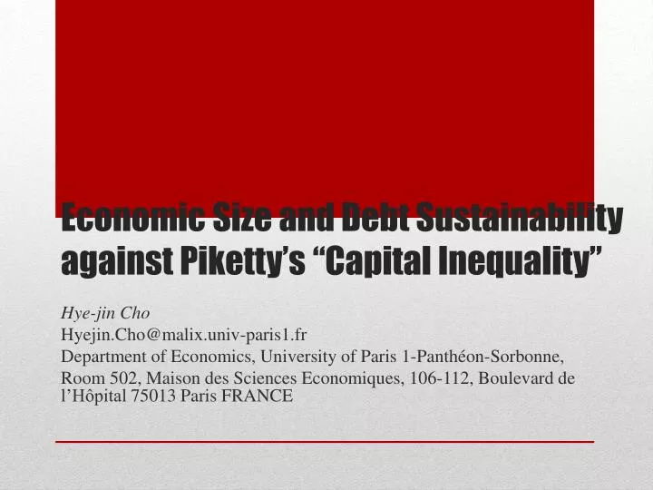 economic size and debt sustainability against piketty s capital inequality