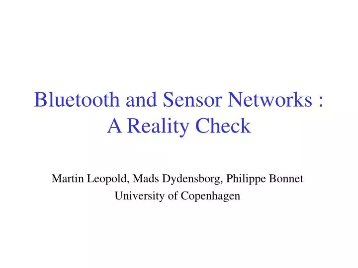bluetooth and sensor networks a reality check