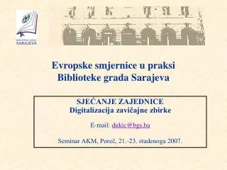 evropske smjernice u praksi biblioteke grada sarajeva