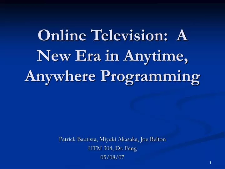 online television a new era in anytime anywhere programming