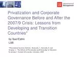 Privatization and Corporate Governance: Lessons from the 2007/9 Crisis in Developing Economies - slide 1